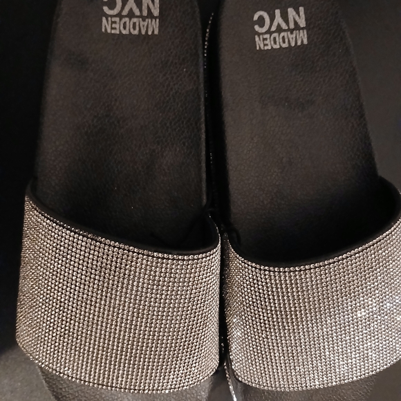 Black Rhinestone Slide Sandals - Picture 1 of 2